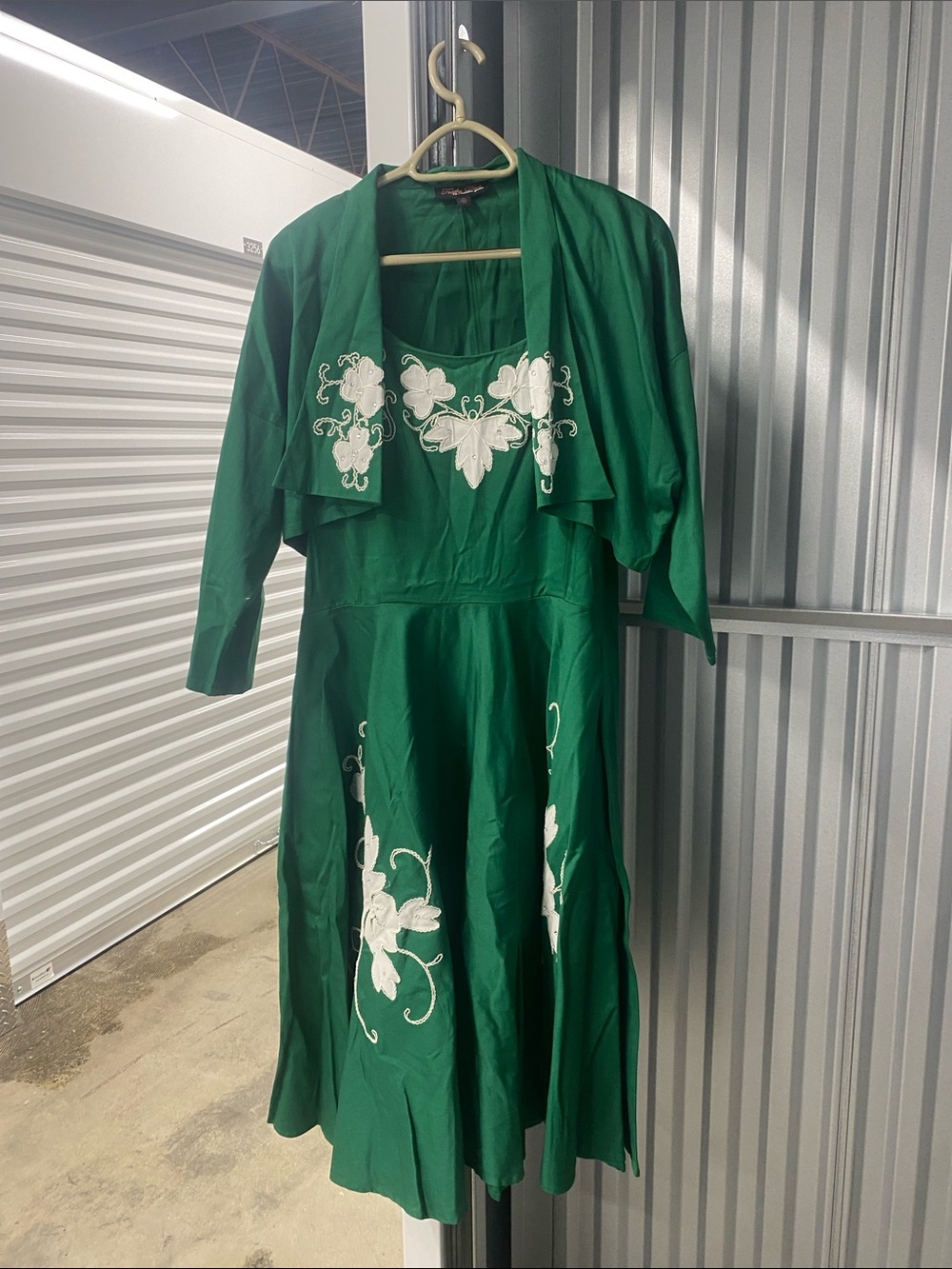 Trashy Diva Green Floral Embroidered Fit-and-Flare Dress with Bolero